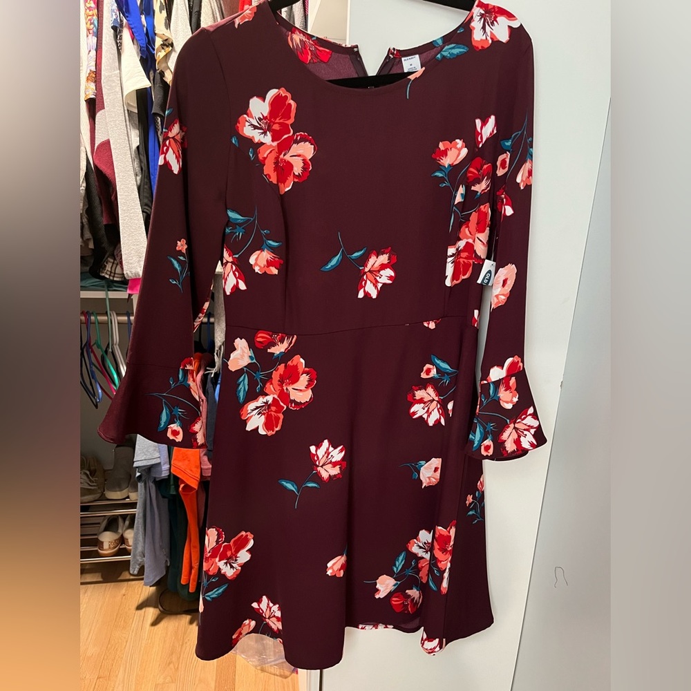 Bell sleeve, fit and flare dress